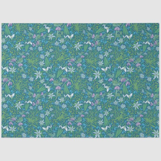 春の庭の母の日 青 紫 白 薄葉紙 (正面)