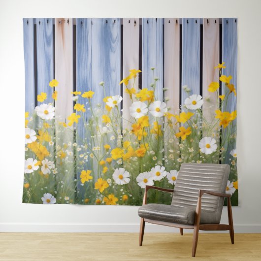 春の庭の花のパーティー背景ウォールアート タペストリー (インサイチュ(横))