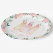 春の庭の花柄のブライダルシャワー ペーパープレート (アングル)