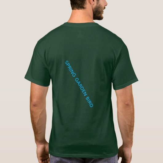 春の庭の鳥のグラフィックアート Tシャツ (裏面)