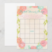 春の庭園 フローラル ブライダル シャワー ビンゴ カード (正面/裏面)