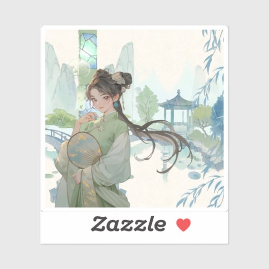春の思い出:鶴と梅の花 シール (シート)