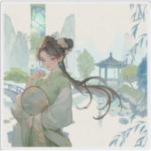 春の思い出:鶴と梅の花 シール (正面)