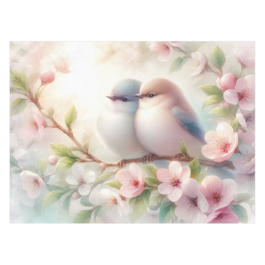 春の恋する小鳥 桜の花 テーブルクロス (正面(横))
