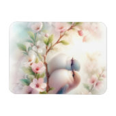 春の愛の鳥 桜の花のフラワー マグネット (横)