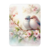 春の愛の鳥 桜の花のフラワー マグネット (縦)