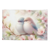 春の愛の鳥 桜の花 フローラル 枕カバー (裏面)