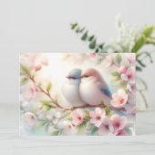 春の愛の鳥 桜の花 フローラル 案内状 (スタンド正面)
