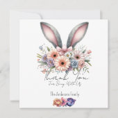 春の感謝カード 花のウサギの耳 ノートカード (正面)