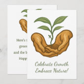 春の成長イースター -  地球の日、植物、ガーデニング シーズンカード (正面/裏面)