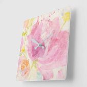 春の抽象的な花模様 スクエア壁時計 (傾斜)