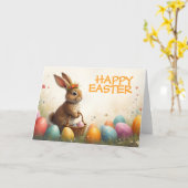春の挨拶イースターバニー カード (黄色い花)