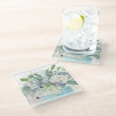 春の整理-水彩画の花束 ガラスコースター (アングル)