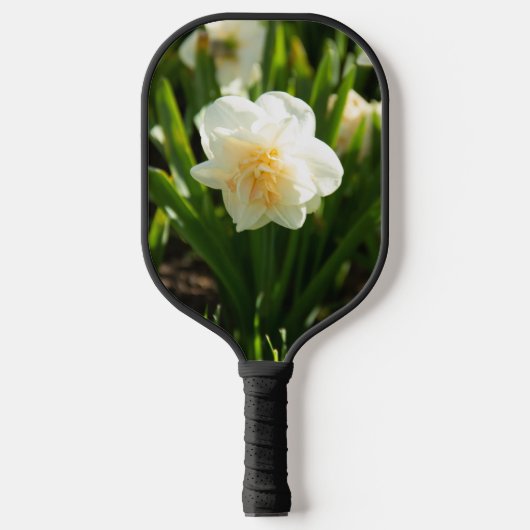 春の日に咲く大きな白い水仙 ピックルボールラケット (正面)