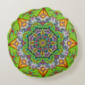 春の日の出の花の曼荼羅 ラウンドクッション (裏面)