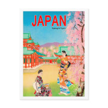 春の日本の寺院を散歩する芸者さんたち