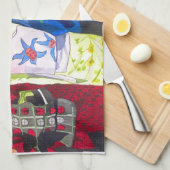 春の日本の芸者芸 キッチンタオル (四つ折り)