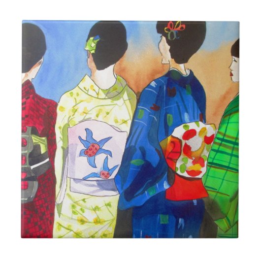 春の日本の芸者芸 タイル (正面)