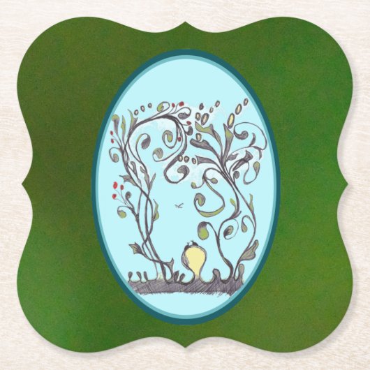 春の時間のつる植物だけでおもしろいを持ちたい ペーパーコースター (正面)