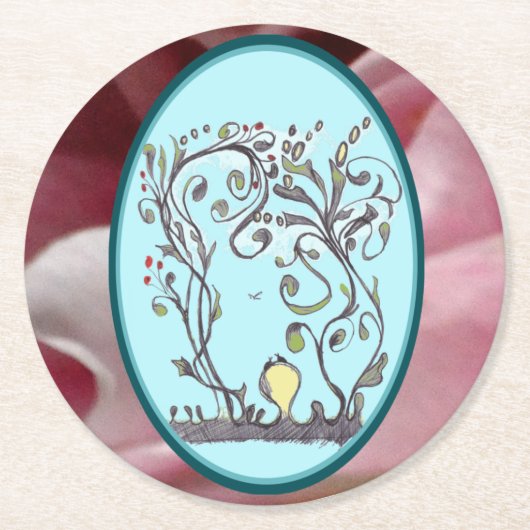 春の時間のつる植物だけでおもしろいを持ちたい ラウンドペーパーコースター (正面)