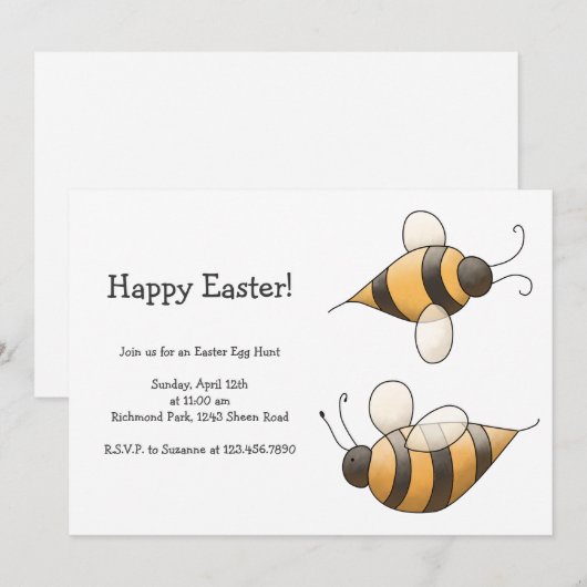 春の時間 · 蜜蜂 招待状 (正面/裏面)