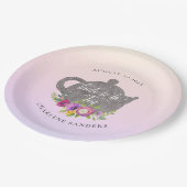 春の朝のラナンキュラスとローズオンブレ ブライダルティー ペーパープレート (アングル)