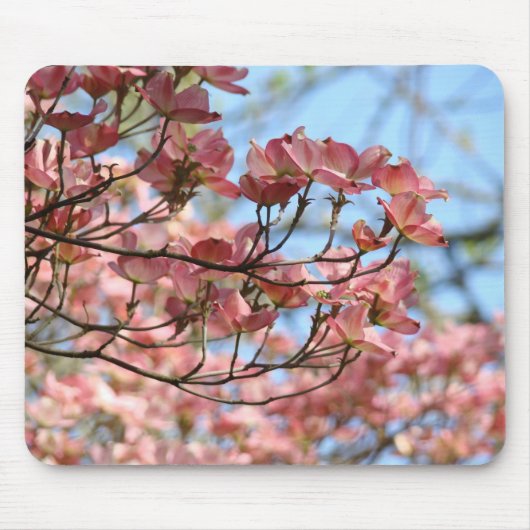 春の木の花盛りのmousepadsのピンクのミズキ木 マウスパッド (正面)
