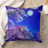 春の木、月、青空。 クッション (ブランケット)