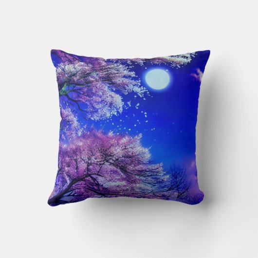 春の木、月、青空。 クッション (裏面)