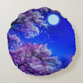 春の木、月、青空。 ラウンドクッション (裏面)