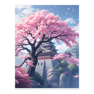 春の桜と日本のお城 - エレガント フォトプリント