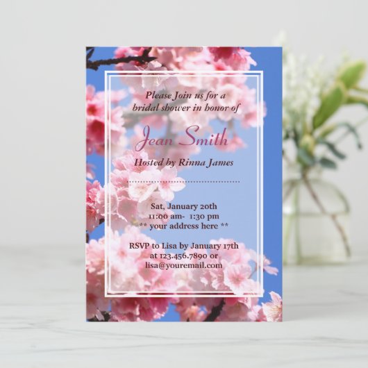 春の桜のブライダルシャワーの招待状 招待状 (スタンド正面)