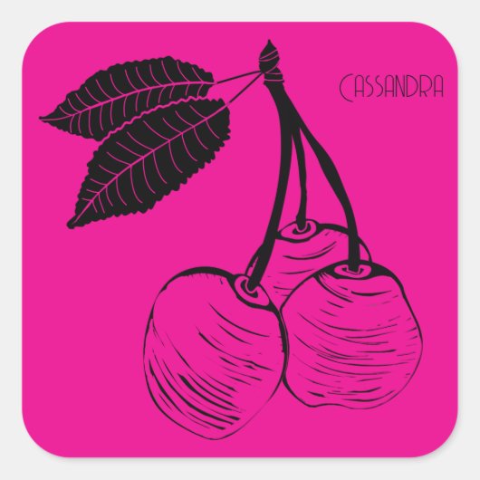 春の桜の木の木版画 スクエアシール (正面)