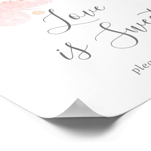 春の桜ラブイズスウィートウェディングサイン ポスター (角)