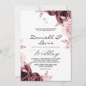 春の桜色のバラ ⎮ ダスティピンクの結婚式 招待状 (正面)