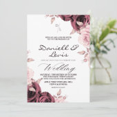 春の桜色のバラ ⎮ ダスティピンクの結婚式 招待状 (スタンド正面)