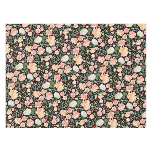 春の桜色の桃の水彩花のカスタムカラー テーブルクロス (正面(横))