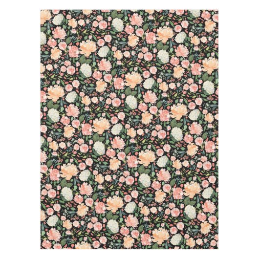 春の桜色の桃の水彩花のカスタムカラー テーブルクロス (正面)