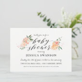 春の桜色の桃色の水彩花のベイビーシャワー 招待状 (スタンド正面)