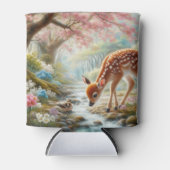 春の森で鴨と子鹿 缶クーラー (正面)
