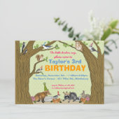 春の森の動物パーティー招待状 招待状 (スタンド正面)