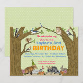 春の森の動物パーティー招待状 招待状 (正面/裏面)