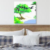 春の森の鳥とリスとの生活 – Natur キャンバスプリント (インサイチュ (寝室))