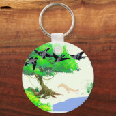 春の森の鳥とリスとの生活 – Natur キーホルダー (正面)