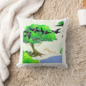 春の森の鳥とリスとの生活 – Natur クッション (ブランケット)