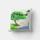 春の森の鳥とリスとの生活 – Natur クッション (正面)