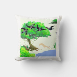 春の森の鳥とリスとの生活 – Natur クッション