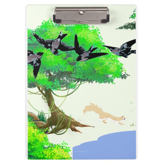 春の森の鳥とリスとの生活 – Natur クリップボード (正面)