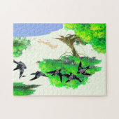 春の森の鳥とリスとの生活 – Natur ジグソーパズル (横)