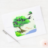 春の森の鳥とリスとの生活 – Natur スクエアシール (封筒)